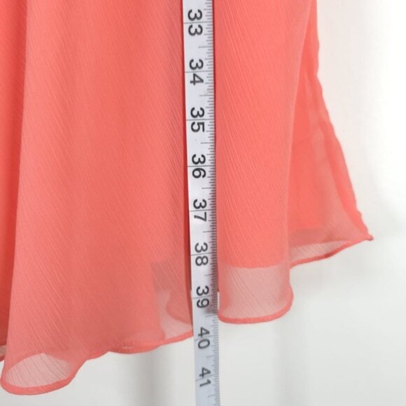 DAVID’S‎ BRIDAL One Shoulder Ruffle Ruched Faux Wrap Chiffon Sheer Dress Size 6 - Picture 5 of 12